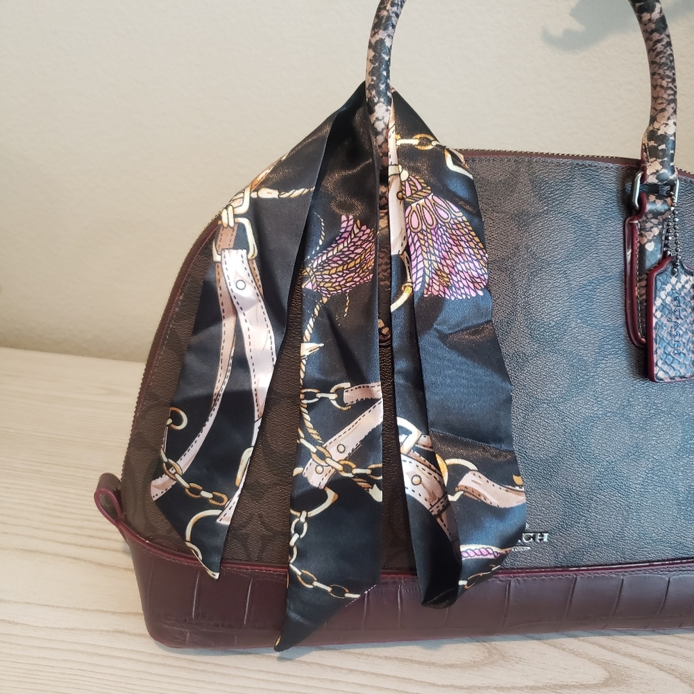 Twilly Scarf for purse bag hair etc Black Purple